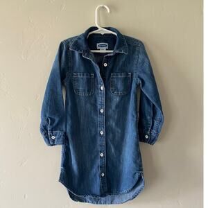 Girls XS (5) Denim Jean Button Down Dress